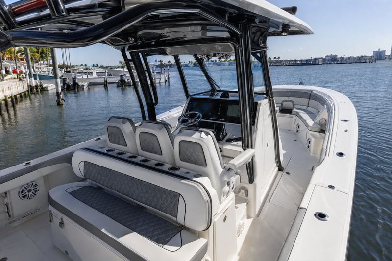 37 ft center console with its stock white and grey interior