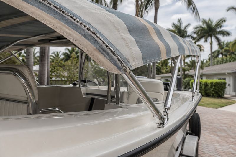 Bimini with a split seam and a broken zipper