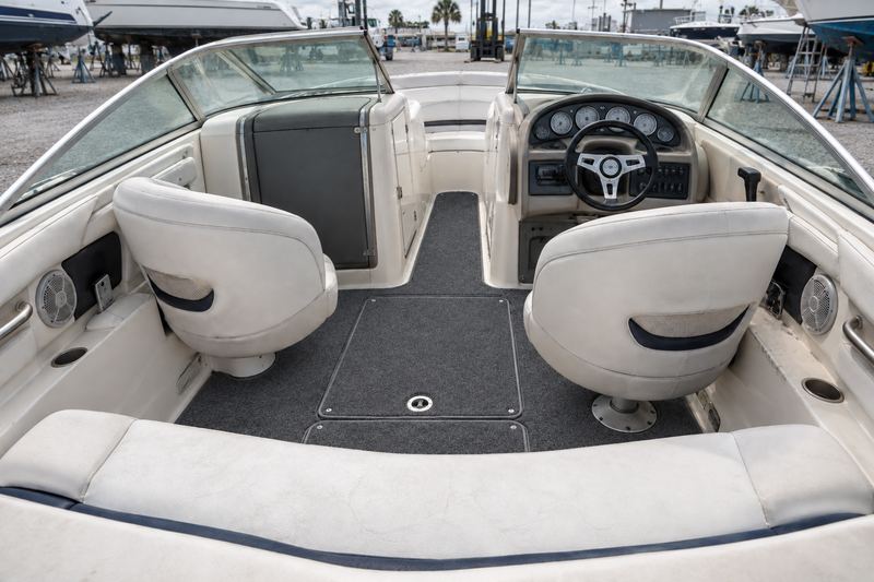 The same cockpit floor with new snap-in charcoal marine carpet