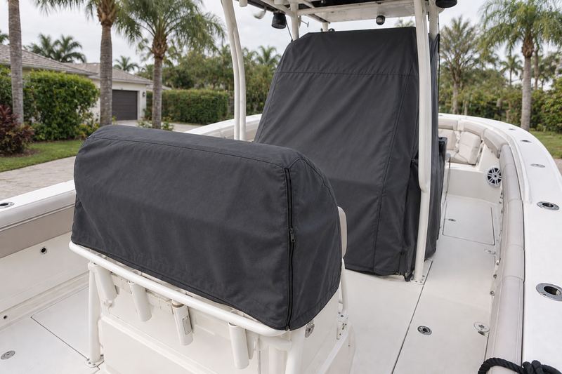 33 ft center console, new charcoal leaning post and console covers