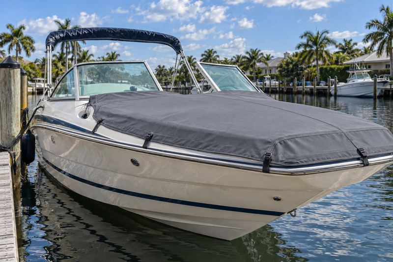 30 ft dual console, new fitted grey cover