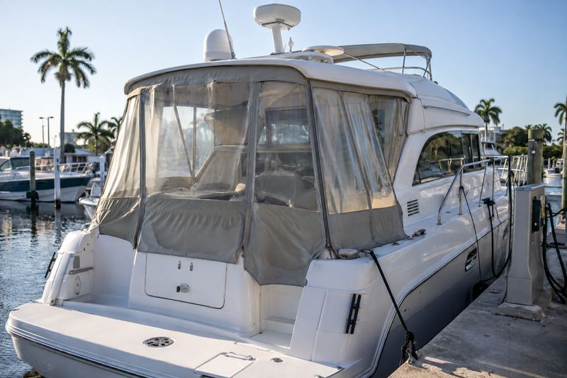 45 ft cruiser, worn clear enclosure