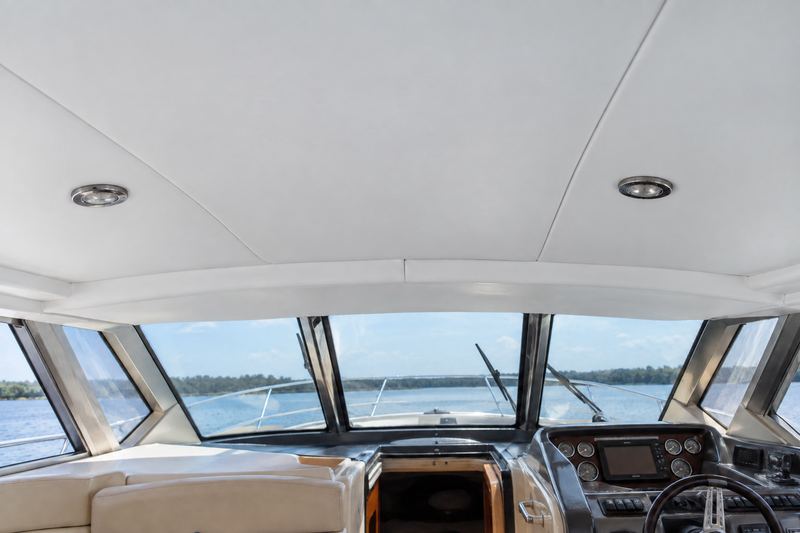 40 ft cruiser, new white V-berth headliner