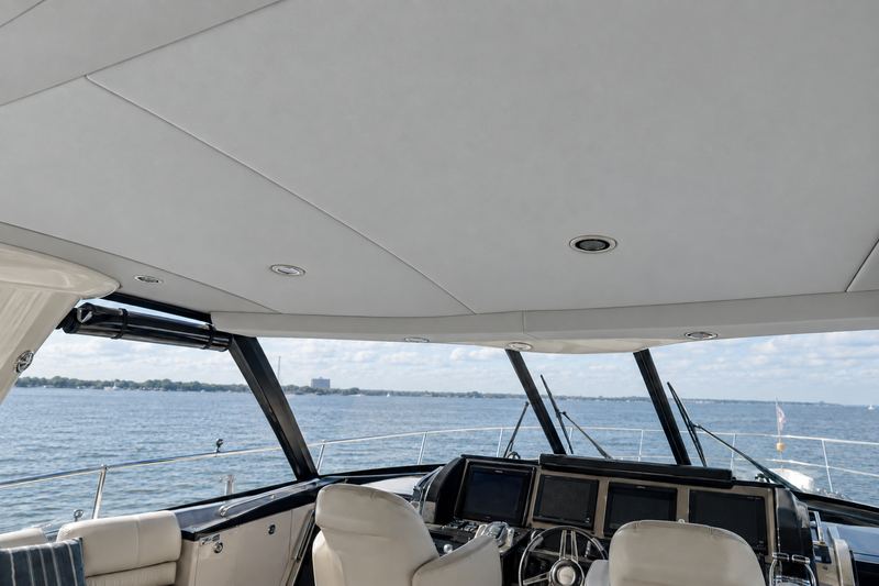 55 ft yacht, new ice grey pilothouse headliner