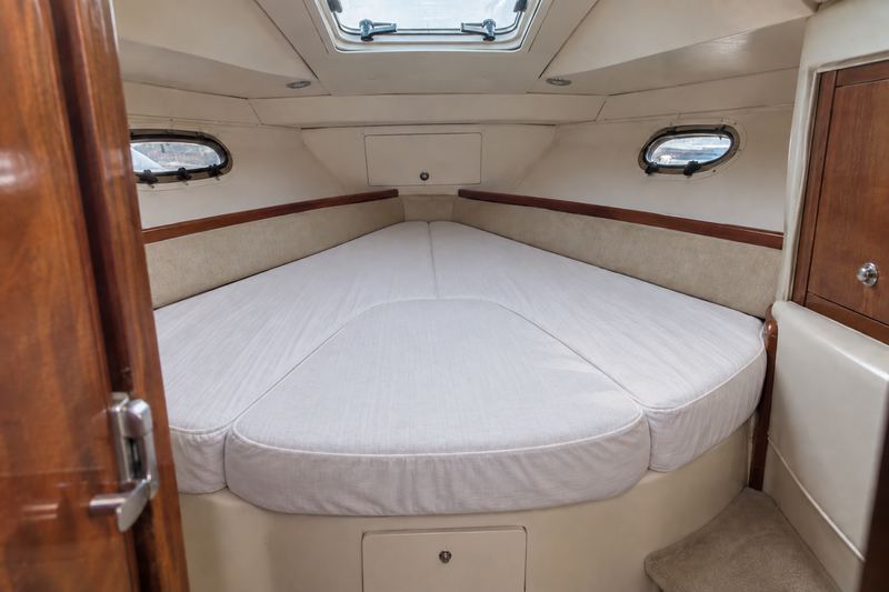 38 ft cruiser, new forward berth mattress in white linen