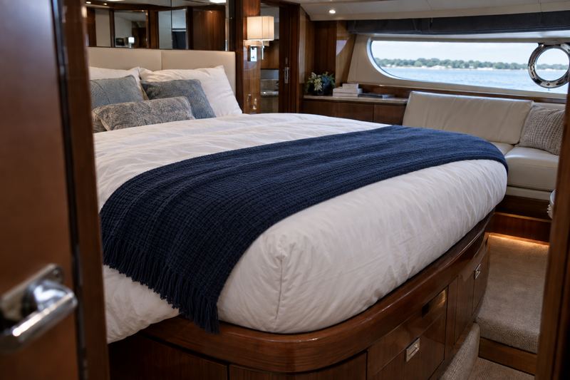 55 ft motor yacht, new master cabin mattress
