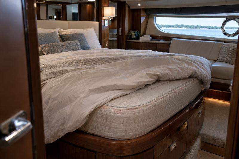 55 ft motor yacht, worn mattress