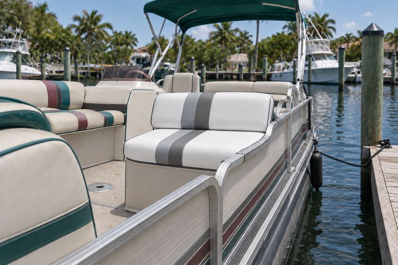 22 ft pontoon, new lounges in white and grey two-tone