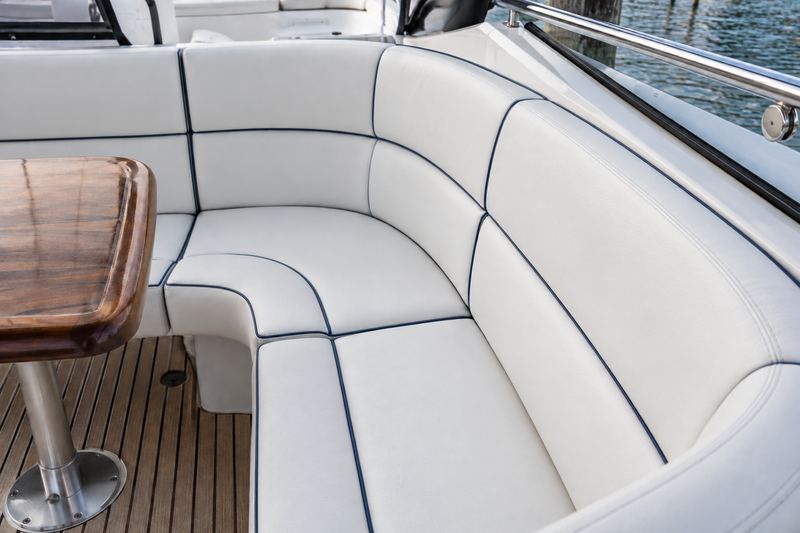 42 ft express cruiser, new dinette in ice white with navy piping