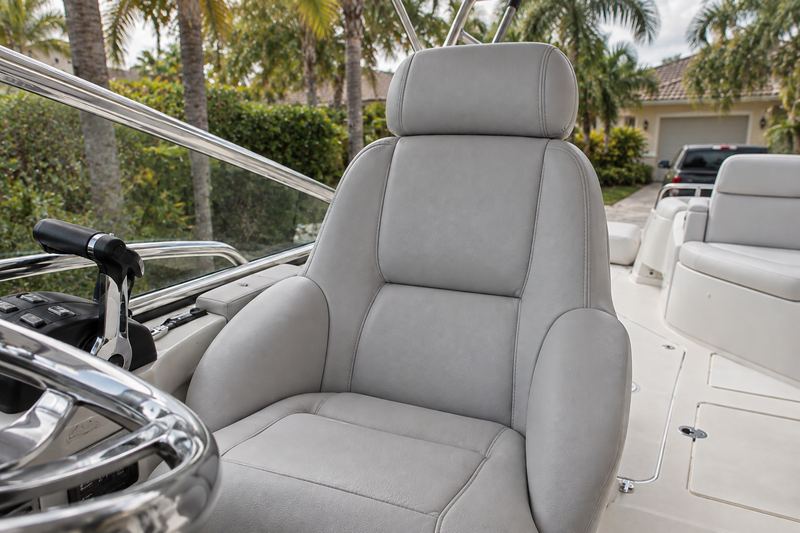 Grey helm seat panel, top coat repair