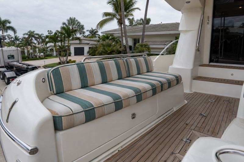 58 ft motor yacht, worn deck upholstery