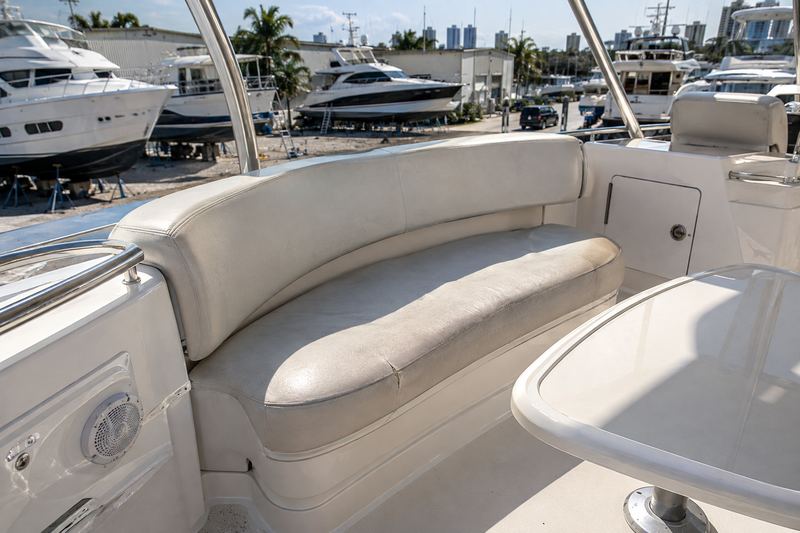 62 ft yacht, worn deck upholstery